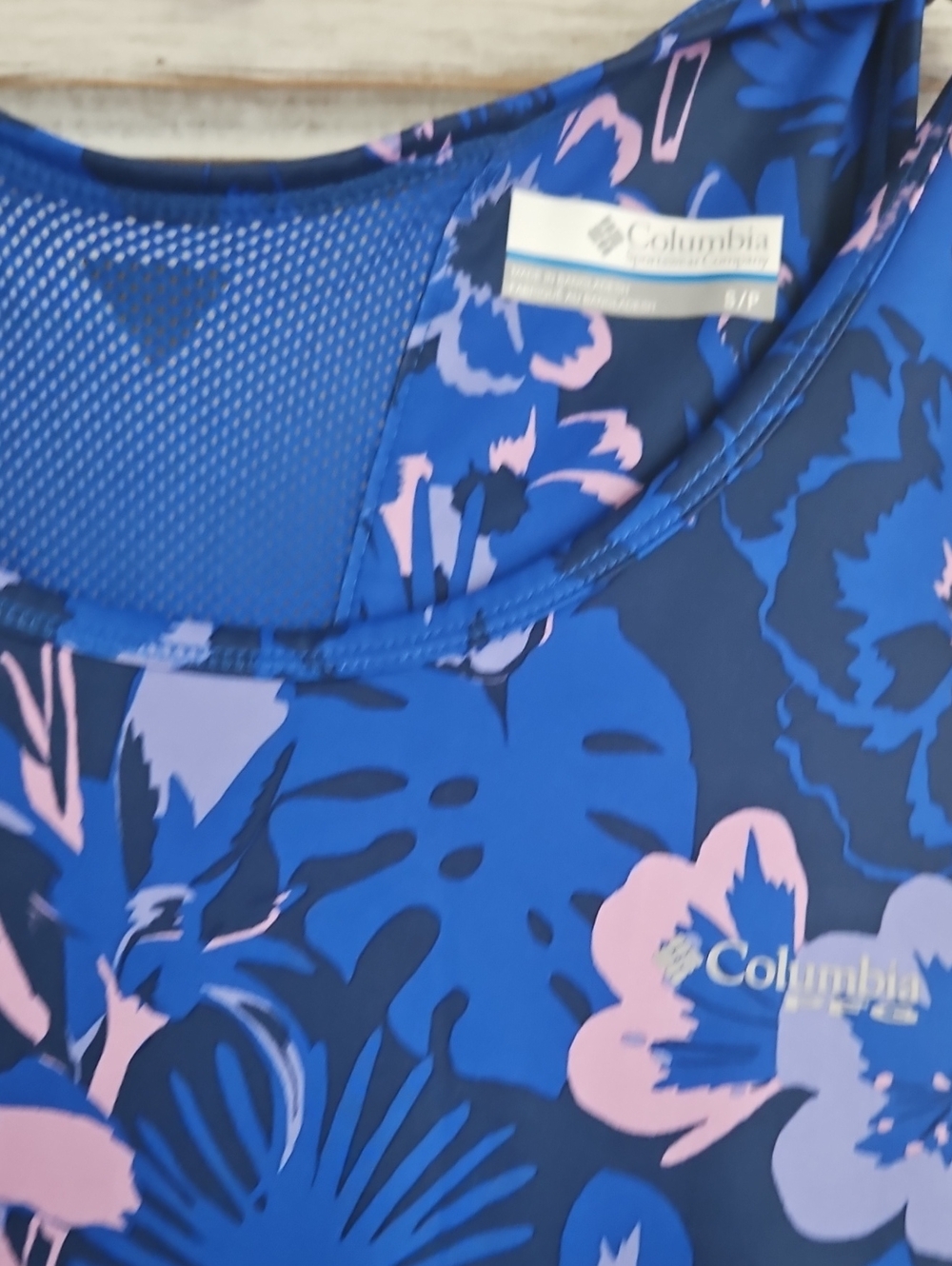 Columbia Blue and Pink Floral Active Tank